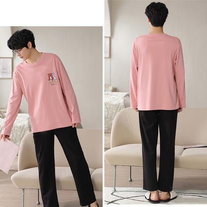 Playful Matching Couple Pajamas – Soft Cotton with Cute Embroidery by Gullei