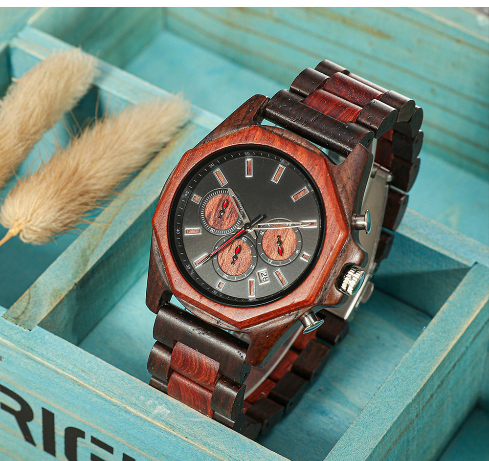 Matching Multifunctional Wood Couple Watch Set for Two