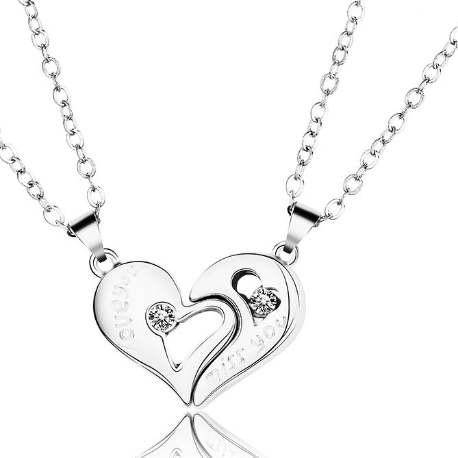 Engravable Magnetic Half Hearts Necklaces Gift for Couples