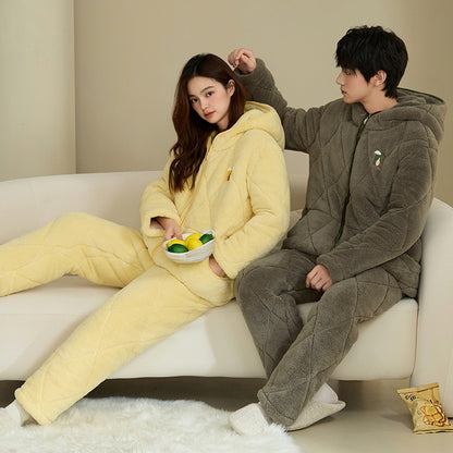 Thickened Poyester Winter Pajamas Set for Couples