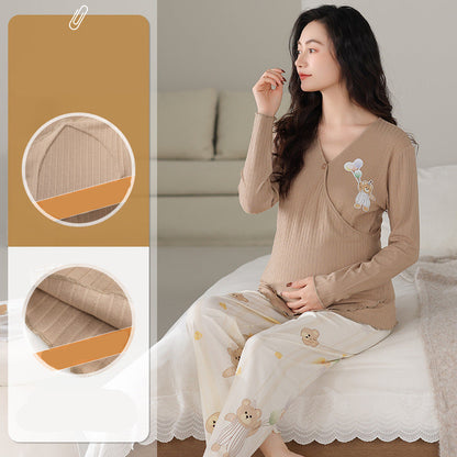 Maternity Sleepwear Lounge Set with Nursing Access
