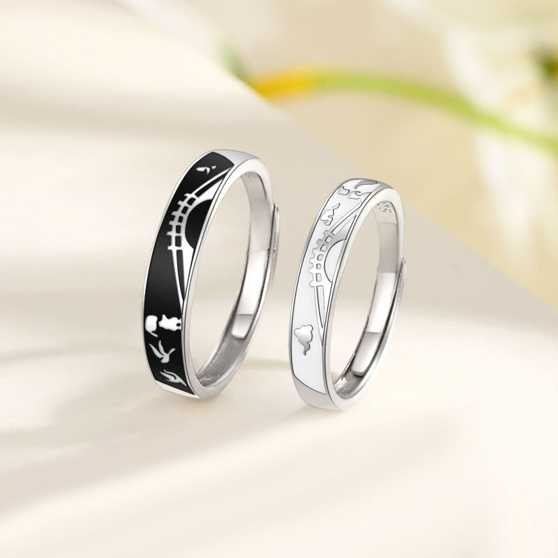 Engravable Bridge Love Promise Rings for Couples