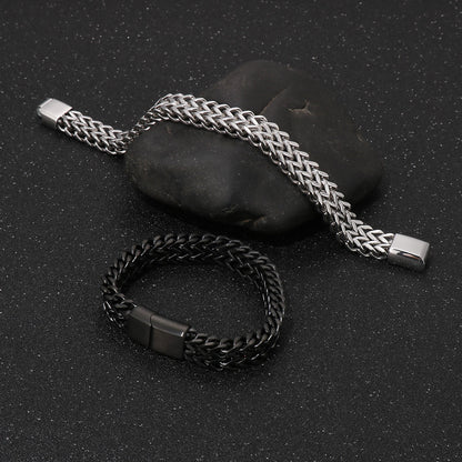 Personalized Braided Bracelet for Men 22cm Stainless Steel