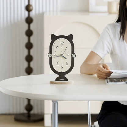 360° Rotating Silent Cat Table Clock