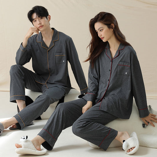 100% Cotton Button-Front Couples Pajamas Set