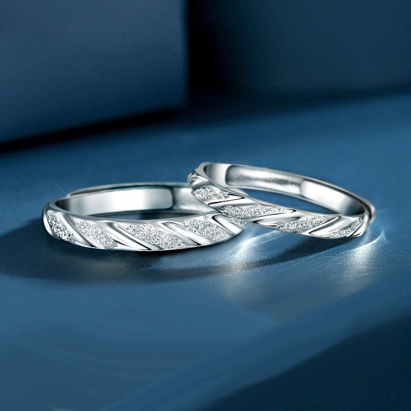 Engraved Frosted Wedding Rings for Men and Women