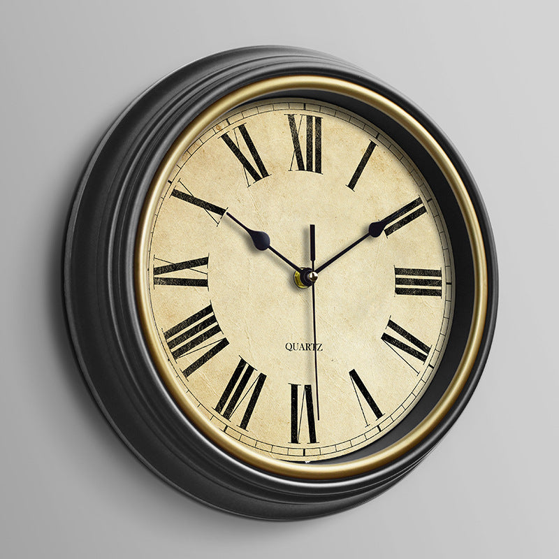 Vintage Silent Wall Clock – 12" Roman/Arabic (Non-Ticking)