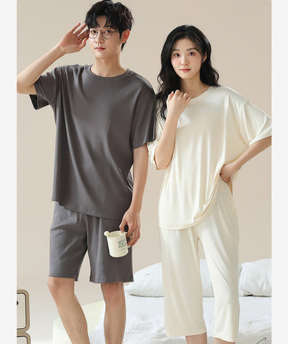 Comfy Pullover Couple Pajamas - Short Sleeve Summer