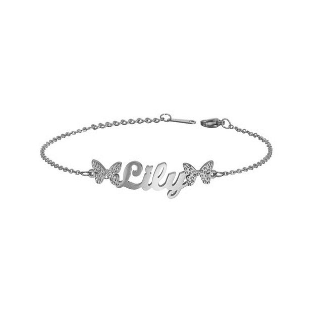 Butterfly Charm Custom Name Bracelet