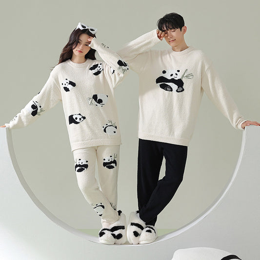 4-Piece Matching Pandas Fleece Pajamas Set - Ultra Soft