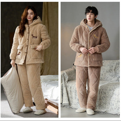 Matching Pajamas – Hooded Quilted Fleece, Dachshund Detail