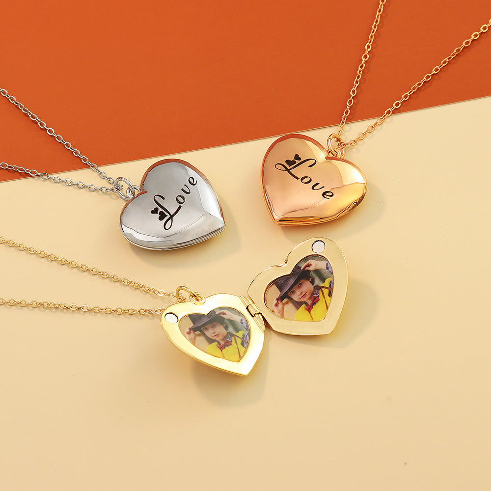 Personalized Heart Locket Photo Necklace