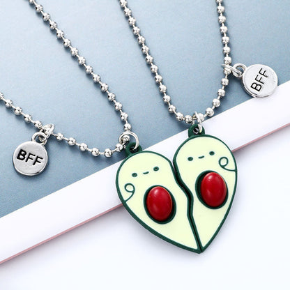 Matching Magnetic Avocado Heart BFF Necklaces Set for 2