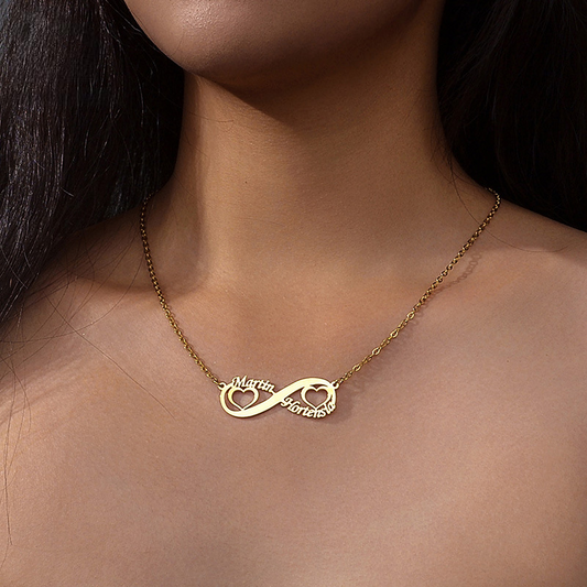 Infinity Shaped Personal Couples Name Necklace
