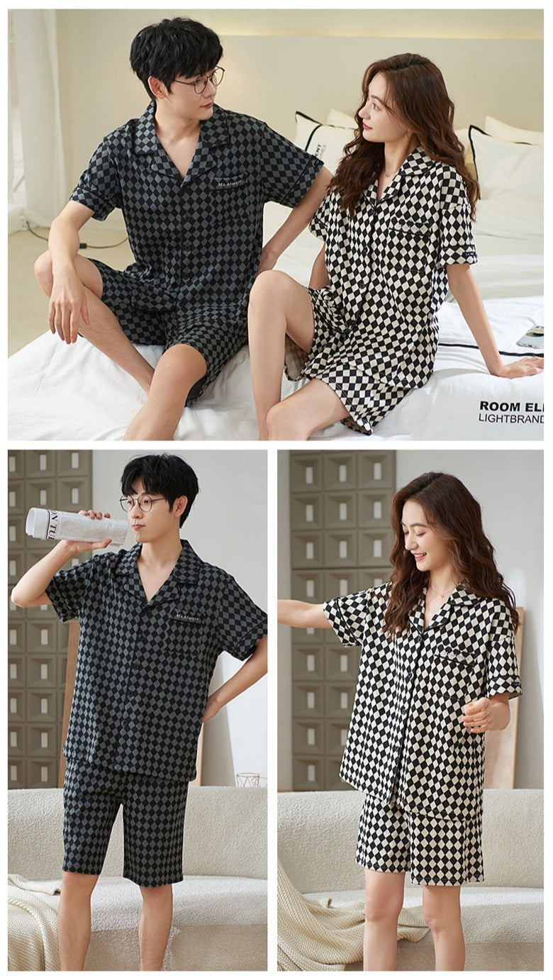 Matching Short Sleeves Sleepwear Pajamas for Couples