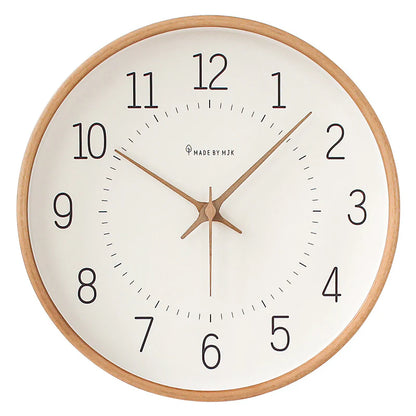 Japanese Minimalist Silent Wall Clock – 12" Solid Wood