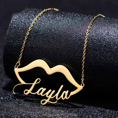 Lip Shaped Custom Name Necklace for Her