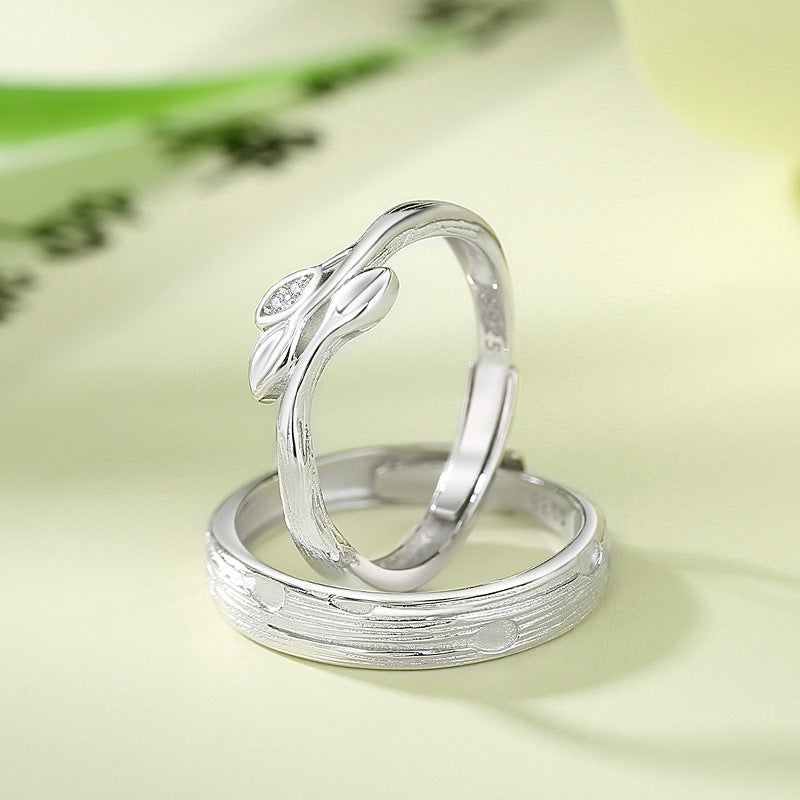 Engraved Love Branch Promise Rings for Couples