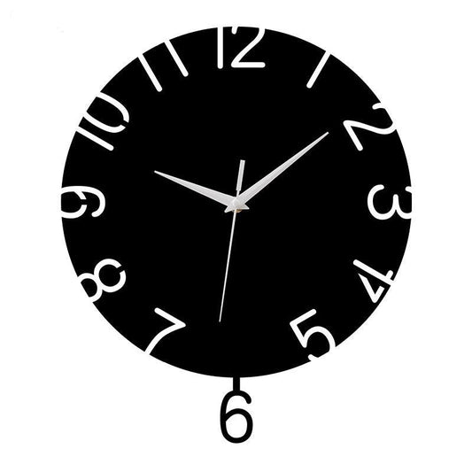 Big Numbers Silent Pendulum Wall Clock — 12" Acrylic