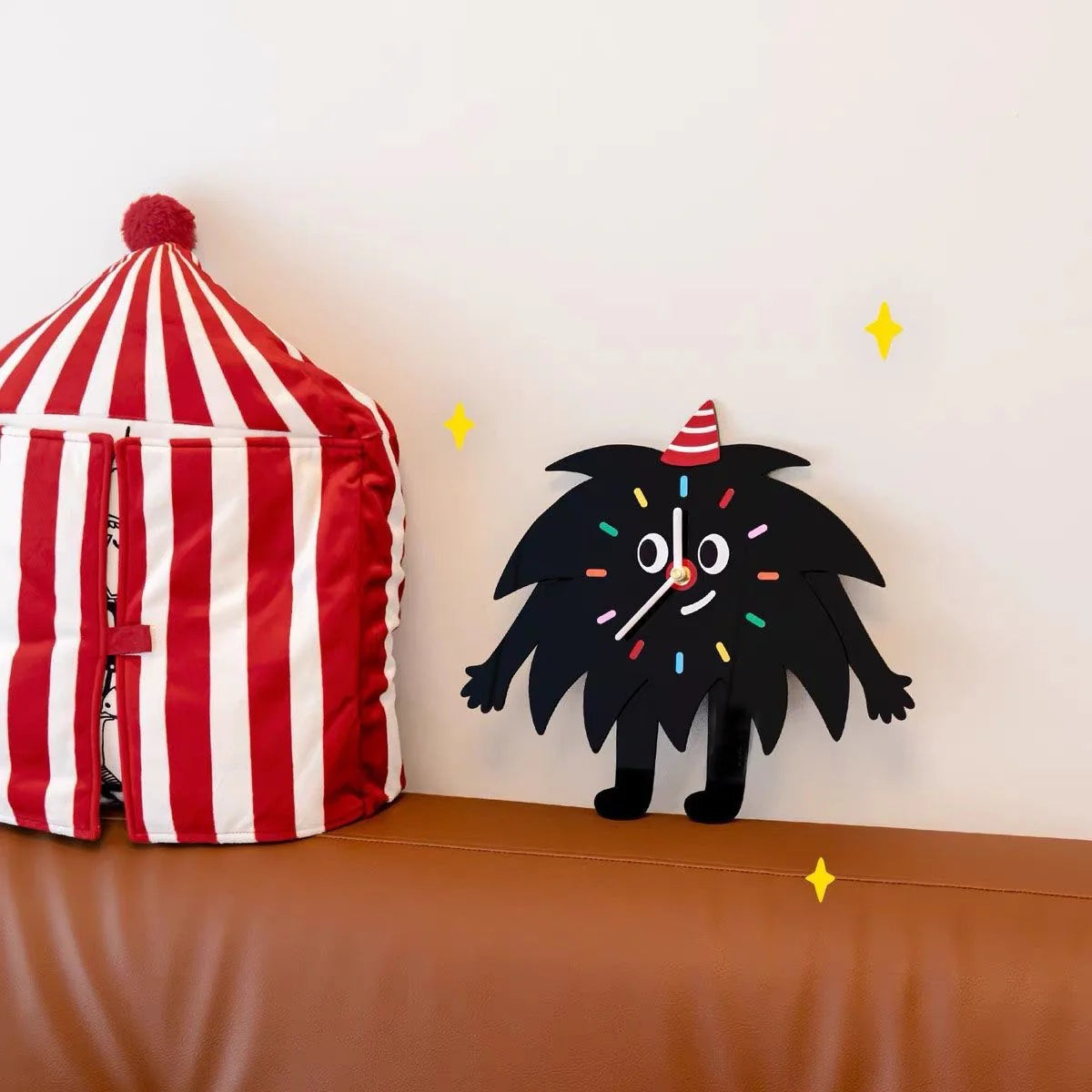 Silent Wall Clock for Kids – Cartoon Black Buddy, 24.5×30 cm