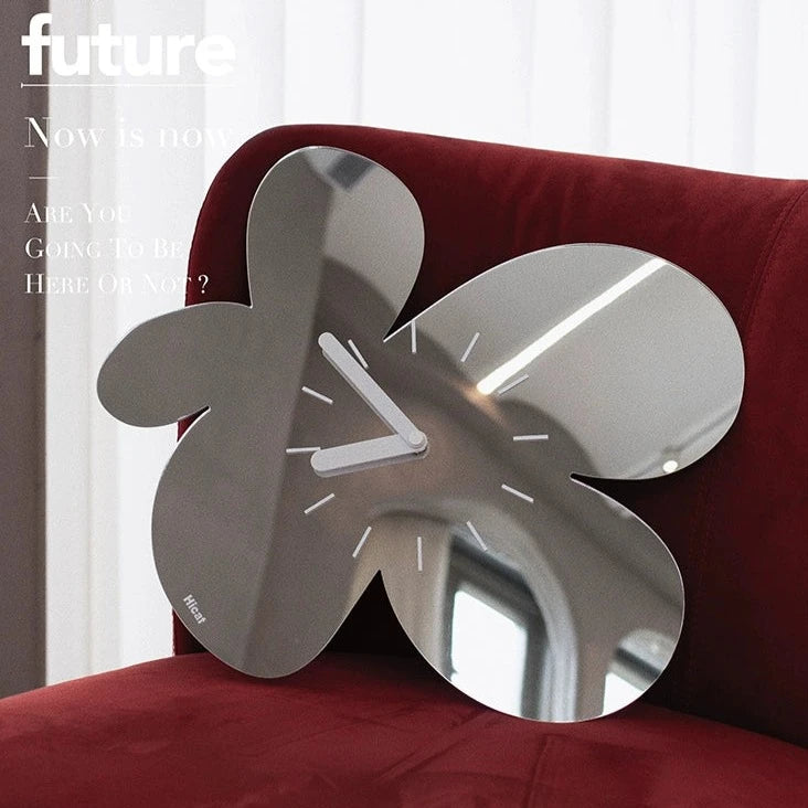 Real Mirror Flower Shaped Silent Table Clock