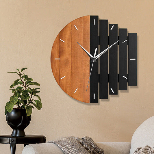 Unique Wooden Analog Silent Wall Clock — 30×30 cm