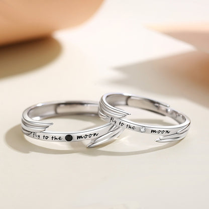 Fly to the Moon Matching Rings Set for Two