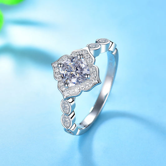 1 Carat Flower Cluster Moissanite Diamond Ring