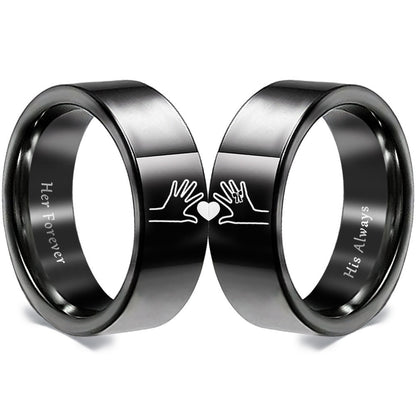 Black Romantic Rings Set for Him and Her