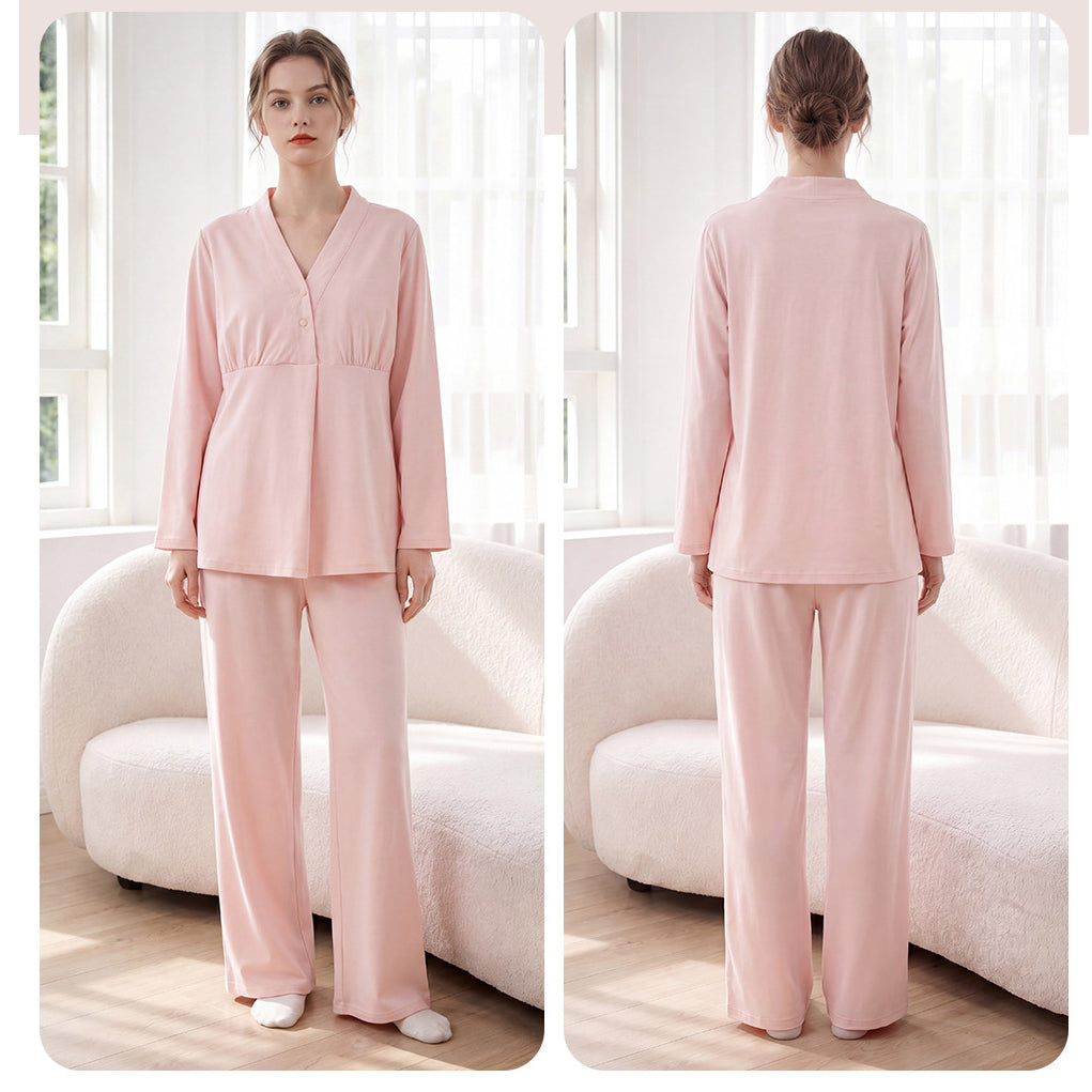 Organic Cotton Maternity & Nursing Pajamas with Built-in Breast Pads