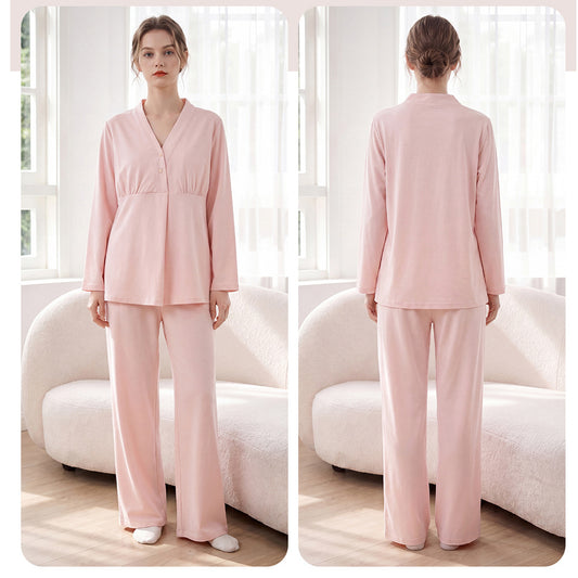 Organic Cotton Maternity & Nursing Pajamas with Built-in Breast Pads
