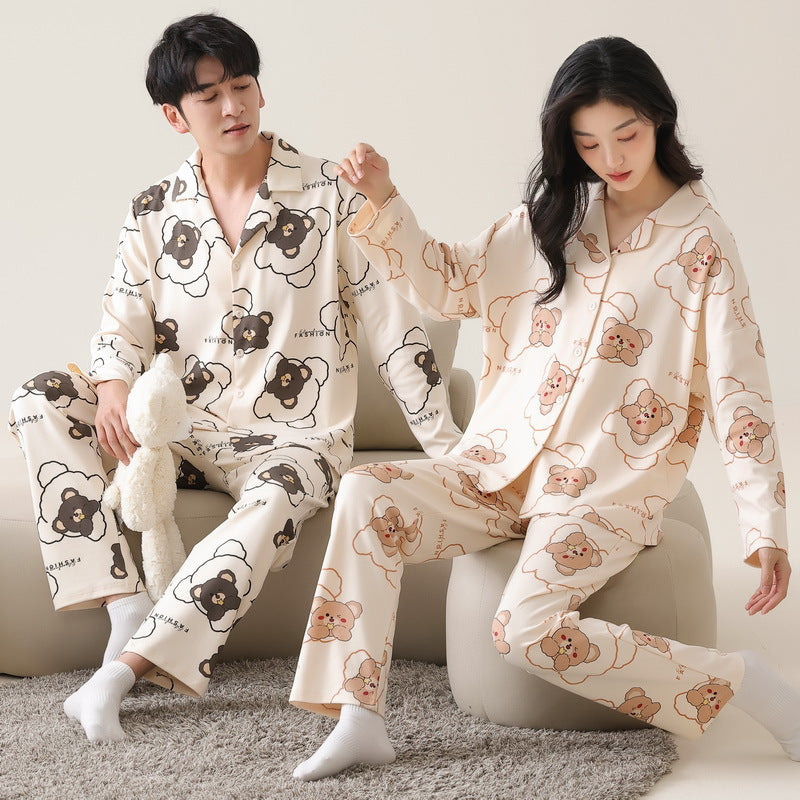 Matching Cotton Loungewear Pajamas Set for Couples