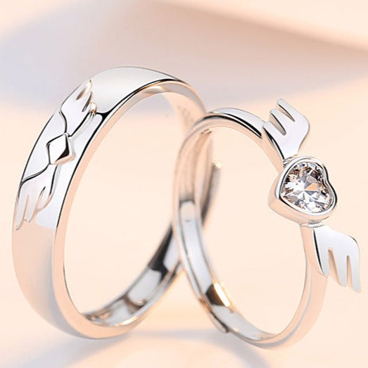 Angel Wings Rings Set for Two - 18K Gold Plated Sterling Silver