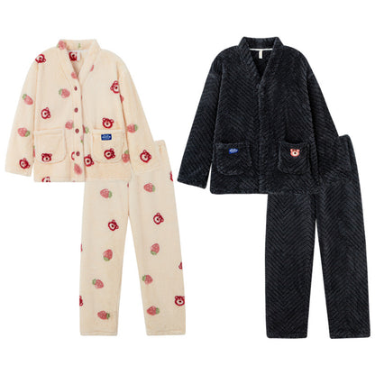 Matching Thick Fleece Pajamas Set for Adults