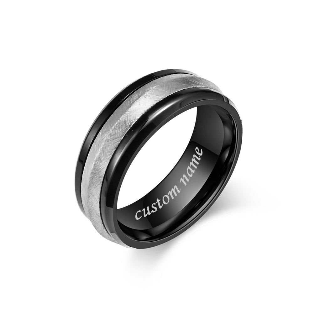 Engraved Mens Promise Ring Stainless Steel 8mm