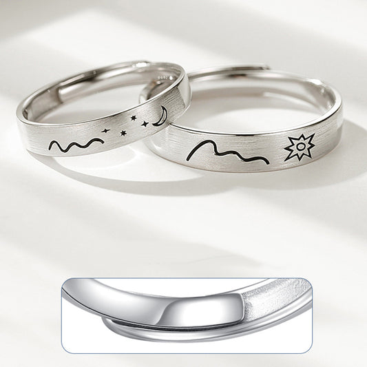 Matching Sun and Moon Promise Rings for Couples