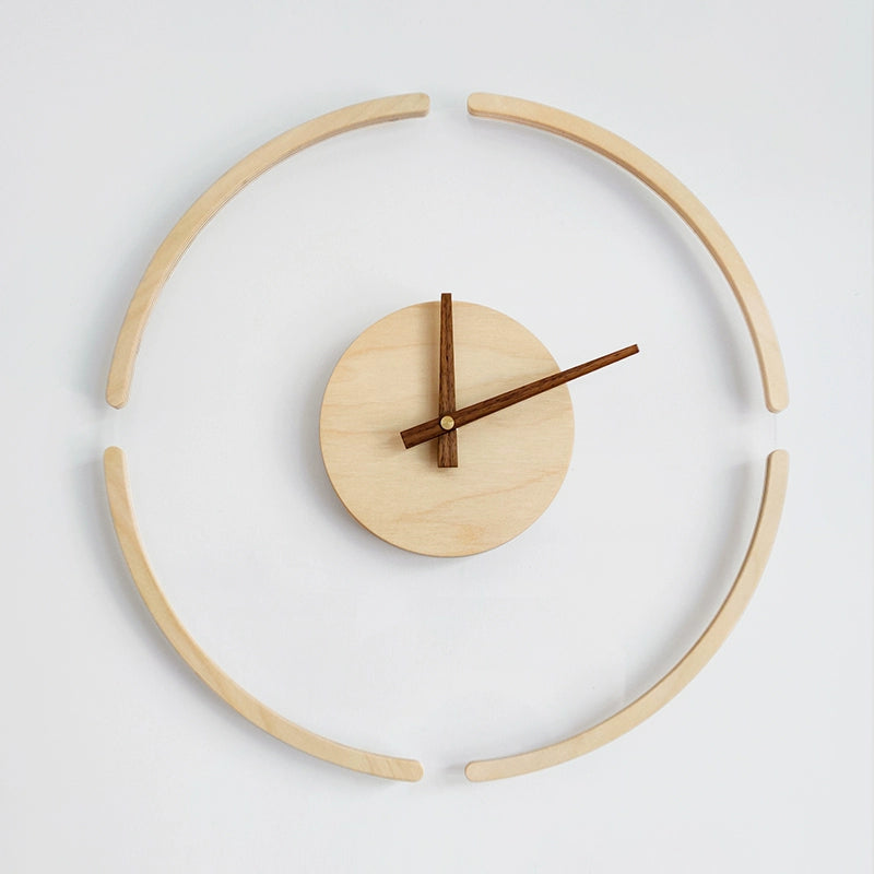 Nordic Transparent Analog Silent Wooden Wall Clock Wood