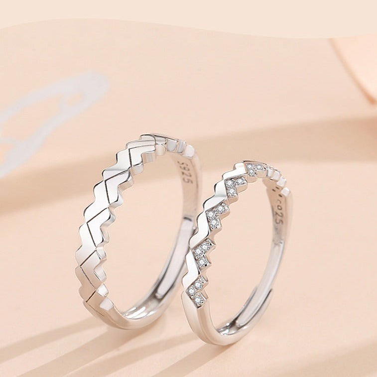 Matching Sterling Silver Rings Set for Two - Adjustable Size