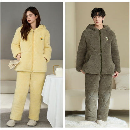 Thickened Poyester Winter Pajamas Set for Couples