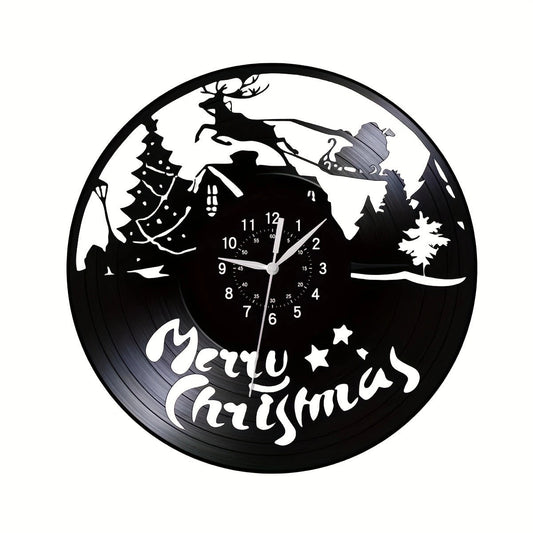 Christmas Theme Silent Wall Décor Clock – Festive Vintage Design