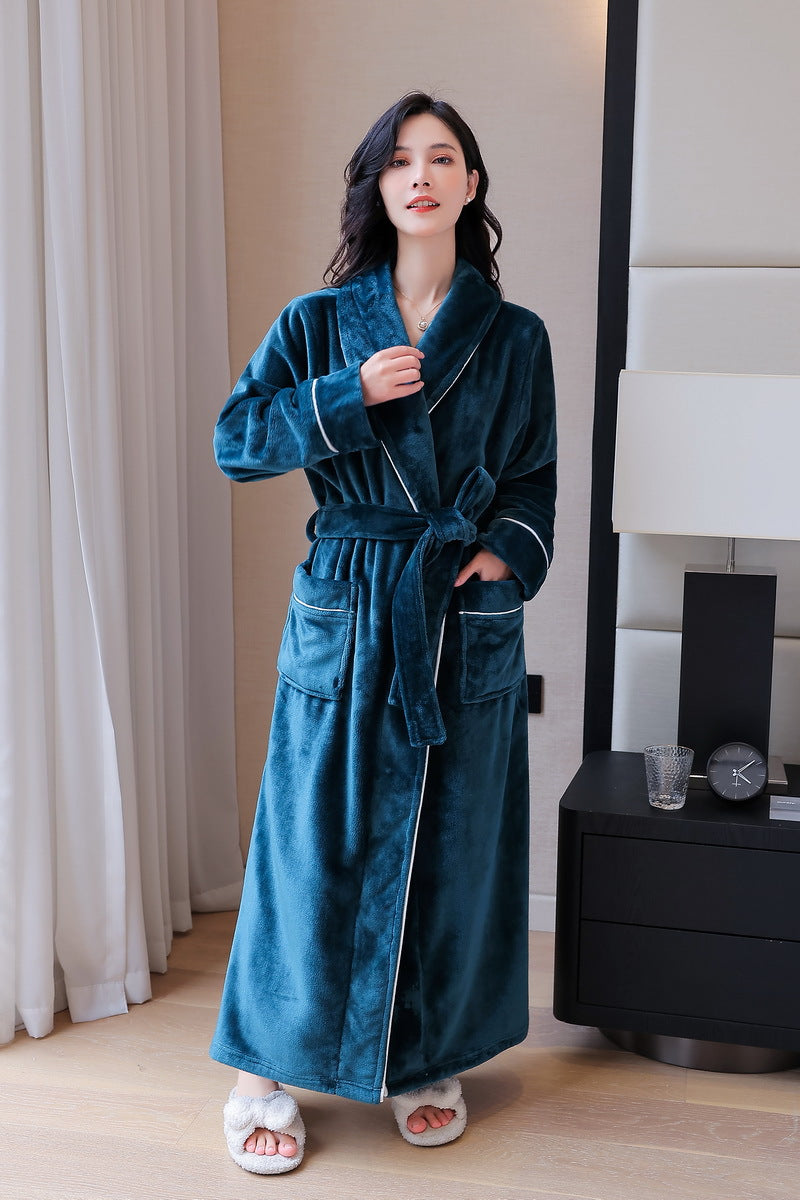 2-Piece Thickened Flannel Long Robes for Couples