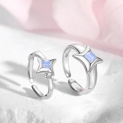 Custom Matching Celestial Couple Rings Set Opal Stone