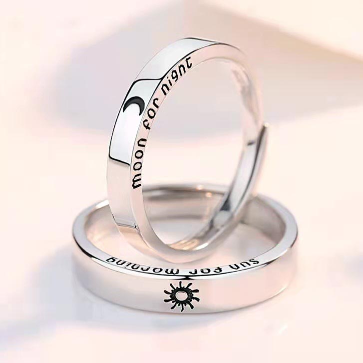 Sun and Moon Couple Promise Rings Set