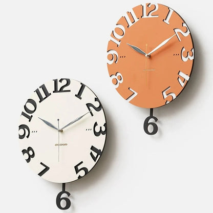 Big Numbers Analog Silent Pendulum Wall Clock