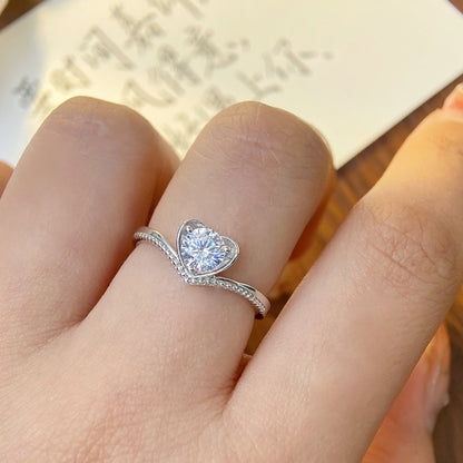 Custom Engraved Heart Women Ring Adjustable Size