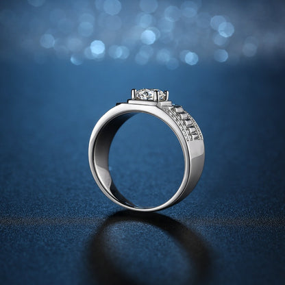 Custom 1 Carat Moissanite Diamond Wide Ring for Men