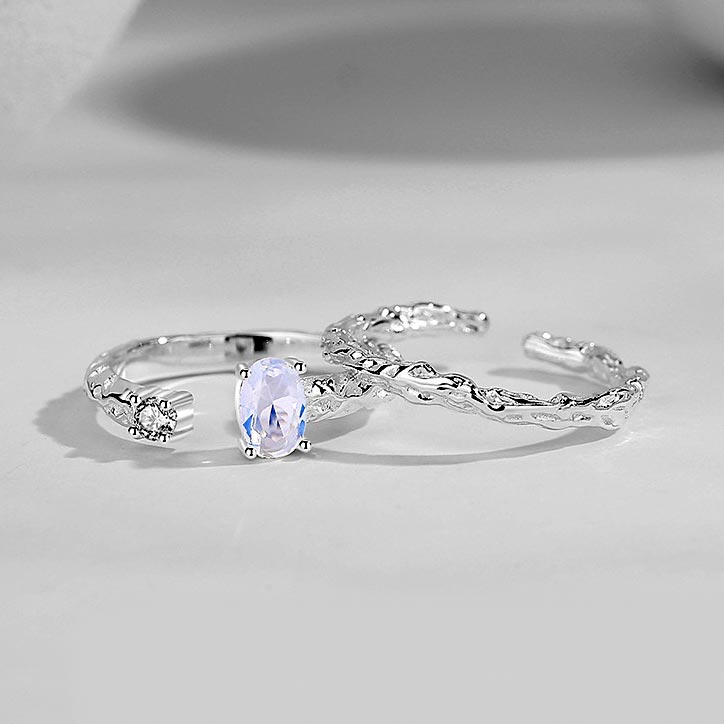Matching Couple Engagement Rings Set for 2 Persons