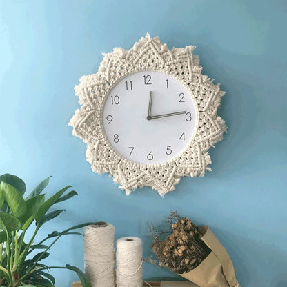 Boho Tapestry Silent Wall Clock – Nordic, Large