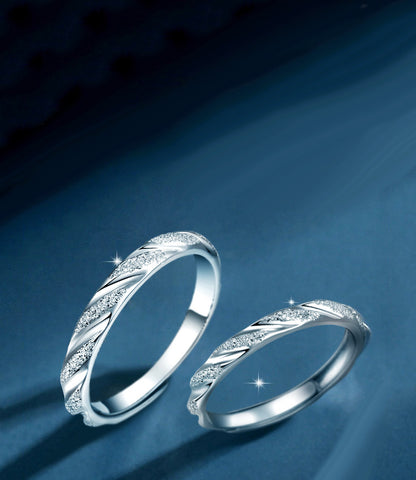 Engraved Frosted Wedding Rings for Men and Women