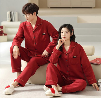 Pure Cotton Red Pajamas Set for Couples